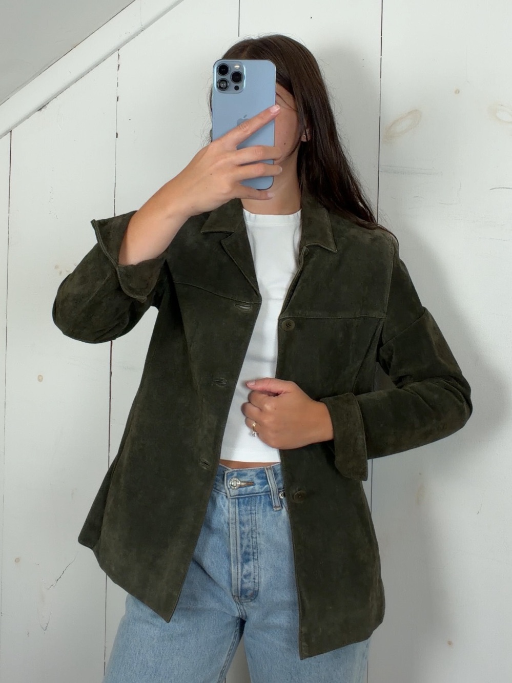 Vintage Lord & Taylor Brown Suede Leather Button Front Jacket Women’s Medium Y2K